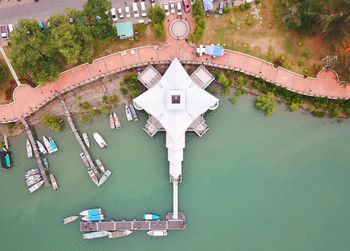 High angle view of swimming pool in building