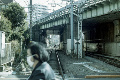 Blurred motion of train on bridge