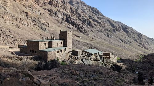 Low angle view of rock formations