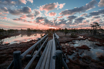 Panoramic view of trees against sky during sunset