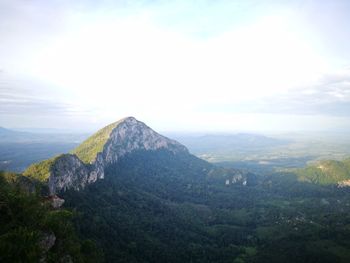 Scenic view of mountains against cloudy sky