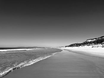 Scenic view of beach against clear sky