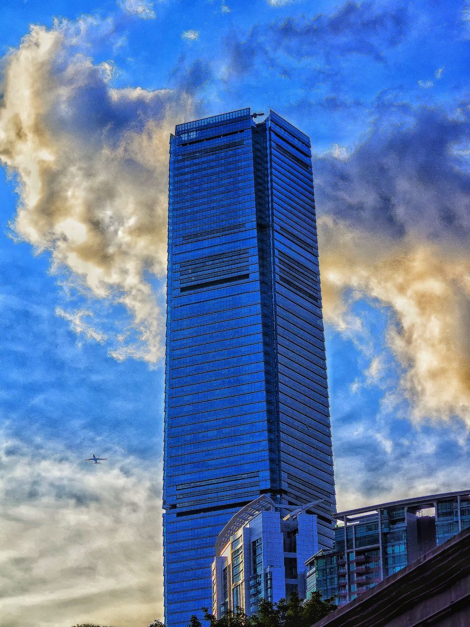 low angle view, blue, sky, cloud, day, tall, cloud - sky, no people, office building