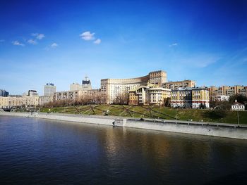 View of river with buildings in background