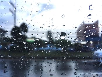 Full frame shot of raindrops on glass window