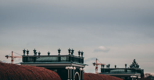 Low angle view of statue against sky