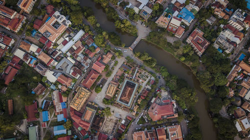 Drone aerial photograph of siem reap, cambodia.
