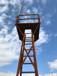 Low angle view of water tower against sky