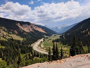 Scenic view of landscape and mountains against sky