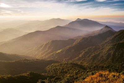 Scenic view of mountain range against sky