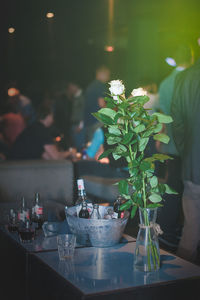 Close-up of flowers on table