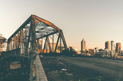 Bridge to no where in atlanta ga. abandoned bridge with skyline view of downtown atlanta 