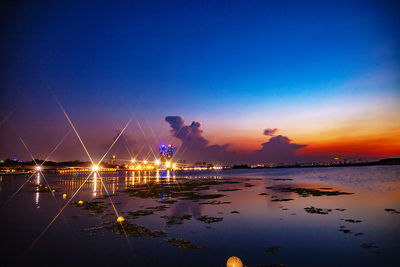 Scenic view of sea against sky at sunset