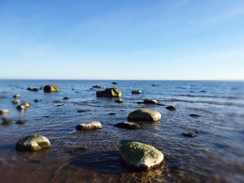 Scenic view of sea against clear sky