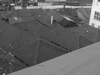 High angle view of buildings in city