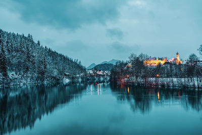 Panoramic view of füssen in bavaria in winter, germany.