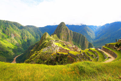 Landscape view of machu picchu in peru. south america famous world herritage of world.