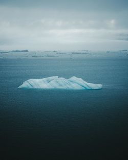 Scenic view of iceberg in sea against sky