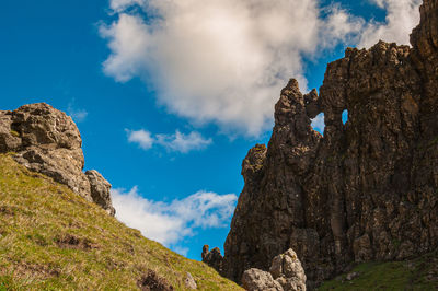 Bizarre pinnacles in the old man of storr rock formations, isle of skye, scotland