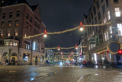 City scenic from amsterdam in the netherlands at night in christmas time