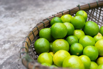 High angle view of fruits in basket