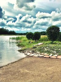 Scenic view of lake against sky