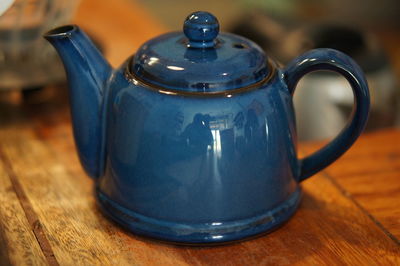 Close-up of tea cup on table