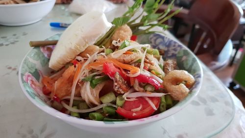 High angle view of meal served in plate