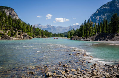 Canoers enjoy banff national park in alberta, canada.