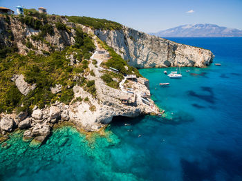 Scenic view of sea and rocks