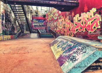 Close up of multi colored wall