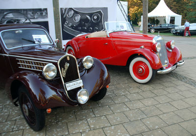 Vintage car on street in city