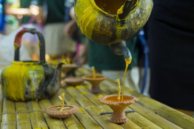 Close-up of food on table