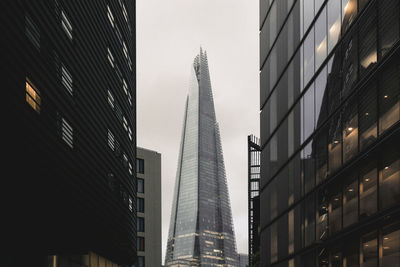 Low angle view of modern buildings against sky