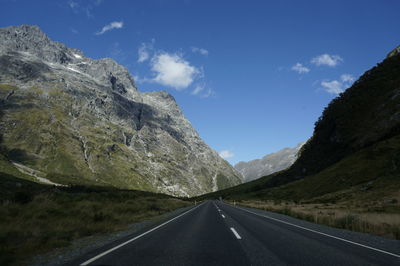 Road amidst mountains against sky