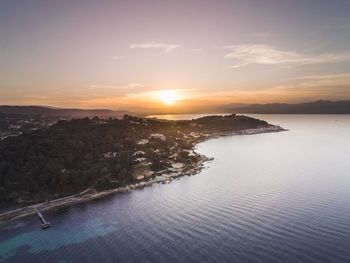 Scenic view of sea against sky during sunset