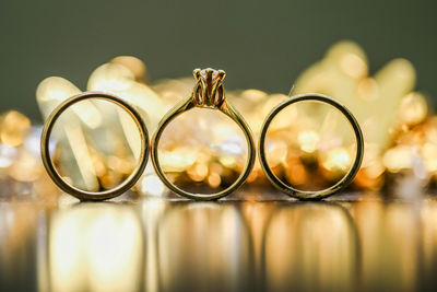 Close-up of glasses on table