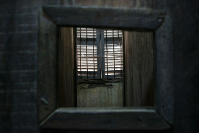 Close-up of window in abandoned building
