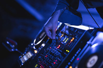 Closup on dj hands during dj set