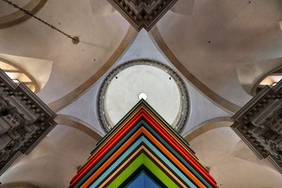 Low angle view of multi colored ceiling of building