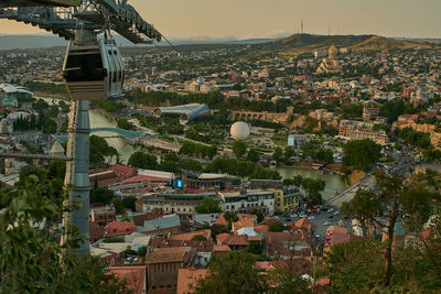 Tbilisi, georgia sunset panoramic view from top of fortress of narikala.