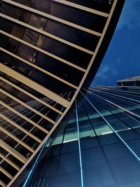 Low angle view of modern building against sky in city