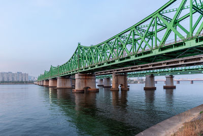 Bridge over river against clear sky