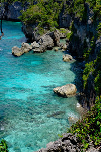 Rock formation in sea