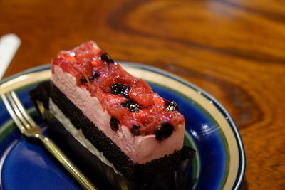 Close-up of dessert in plate on table