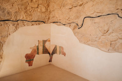 High angle view of stone wall