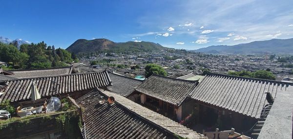 High angle view of townscape against sky