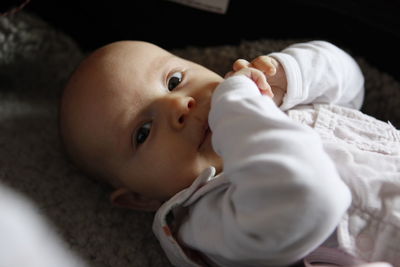 Close-up portrait of cute baby girl