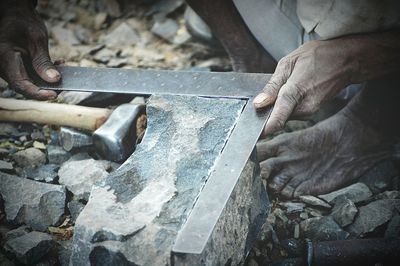 Close-up of hands at work