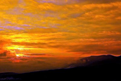 Scenic view of dramatic sky during sunset